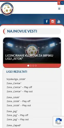 Podgląd witryny Fudbalski Savez Regiona Istočne Srbije, medium z kraju Serbia do artykułów sponsorowanych