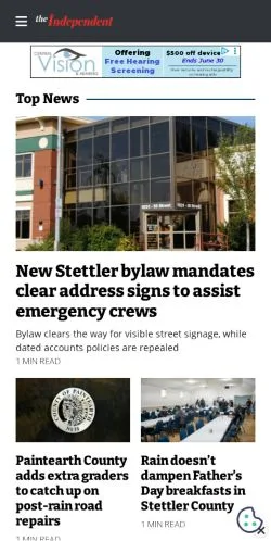 Podgląd witryny The Stettler Independent, medium z kraju Stany Zjednoczone do artykułów sponsorowanych