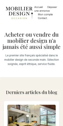 Anteprima del sito Mobilier Design Occasion, media di Francia per articoli sponsorizzati