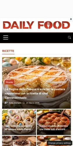 Anteprima del sito DailyFood, media di Italia per articoli sponsorizzati