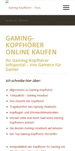 Podgląd witryny Gaming-Kopfhörer, medium z kraju Niemcy do artykułów sponsorowanych
