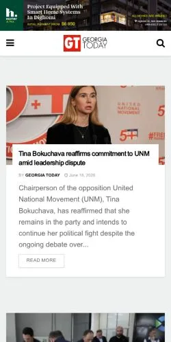 Anteprima del sito Georgia Today, media di Stati Uniti per articoli sponsorizzati