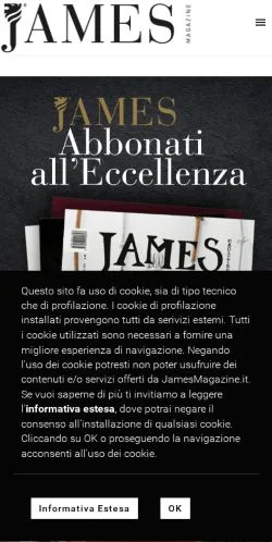 Anteprima del sito James Magazine, media di Italia per articoli sponsorizzati