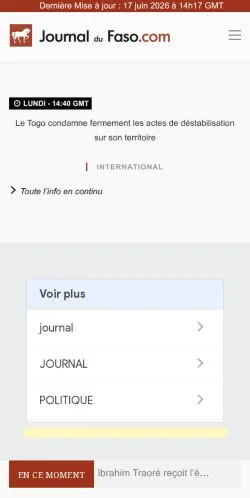 スポンサード記事向けのフランスメディア、Journal Du Fasoのサイトプレビュー