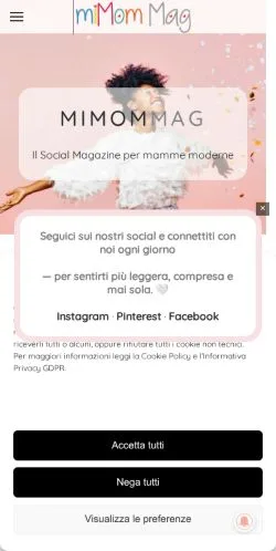 Preview of the mimom website, a media outlet in Italy for sponsored articles