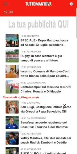 Anteprima del sito Tutto Mantova, media di Italia per articoli sponsorizzati