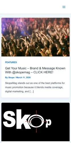 スポンサード記事向けのアメリカ合衆国メディア、Skope Entertainmentのサイトプレビュー