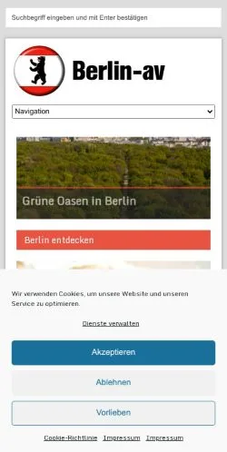 Pré-visualização do site Berlin-Audiovisuell, meio de Alemanha para artigos patrocinados