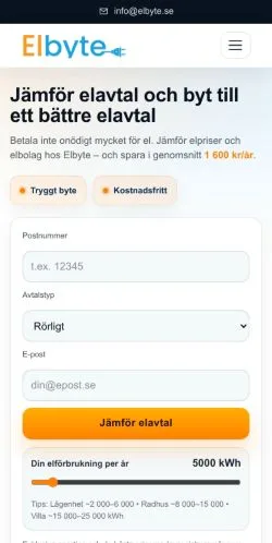 Forhåndsvisning av nettstedet Elbyte, medium fra Sverige for sponsede artikler
