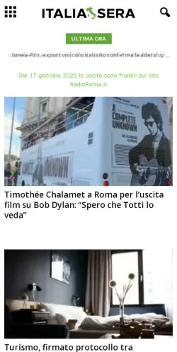 スポンサード記事向けのイタリアメディア、Italia Seraのサイトプレビュー