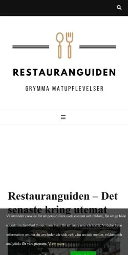 スポンサード記事向けのスウェーデンメディア、Restauranguidenのサイトプレビュー