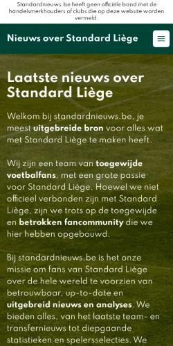 Anteprima del sito Standard Liège Nieuws, media di Belgio per articoli sponsorizzati