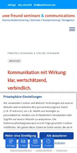 Preview of the Uwe Freund website, a media outlet in Germany for sponsored articles