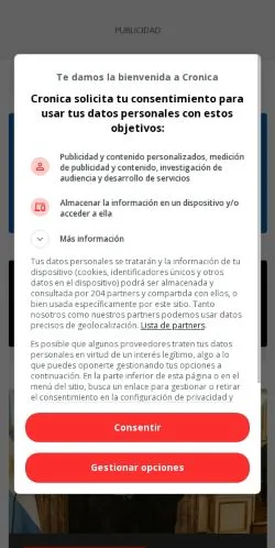 스폰서 기사용 아르헨티나 매체 Crónica 사이트 미리보기