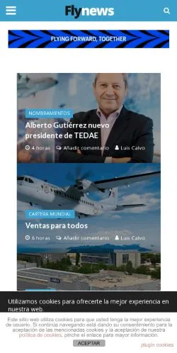 Anteprima del sito Fly News, media di Spagna per articoli sponsorizzati