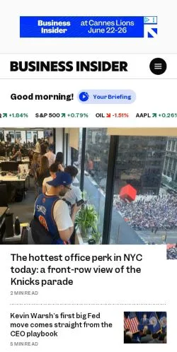 Anteprima del sito Business Insider, media di Stati Uniti per articoli sponsorizzati