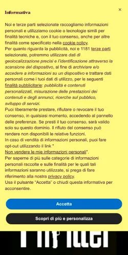 Forhåndsvisning av nettstedet Thriller Café, medium fra Italia for sponsede artikler