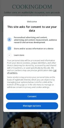 Anteprima del sito Cookingdom, media di Paesi Bassi per articoli sponsorizzati