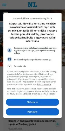 Podgląd witryny Novi List, medium z kraju Chorwacja do artykułów sponsorowanych