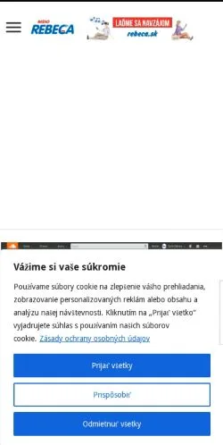Anteprima del sito Rádio Rebeca, media di Slovacchia per articoli sponsorizzati
