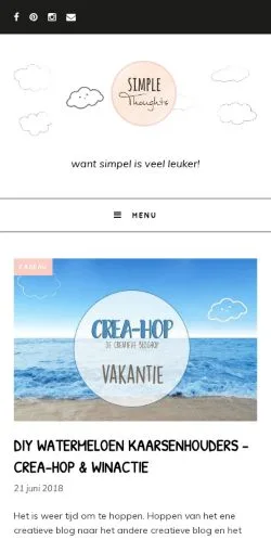Förhandsvisning av webbplatsen Simple Thoughts, medium i Nederländerna för sponsrade artiklar