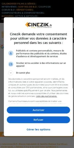 Preview of the Cinezik website, a media outlet in France for sponsored articles