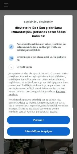 Podgląd witryny Dieviete, medium z kraju Łotwa do artykułów sponsorowanych