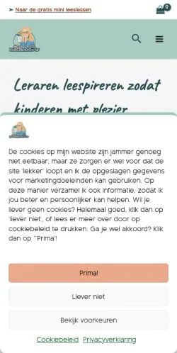 Pré-visualização do site Kinderboekenjuf, meio de Países Baixos para artigos patrocinados