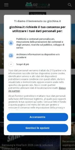 Anteprima del sito GizChina, media di Italia per articoli sponsorizzati