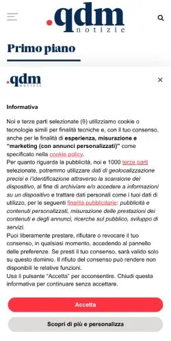 Anteprima del sito QDM Notizie, media di Italia per articoli sponsorizzati