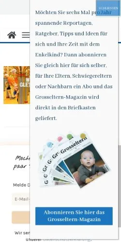 스폰서 기사용 스위스 매체 Grosseltern-Magazin 사이트 미리보기