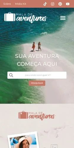 Preview of the Mala de Aventuras website, a media outlet in Brazil for sponsored articles