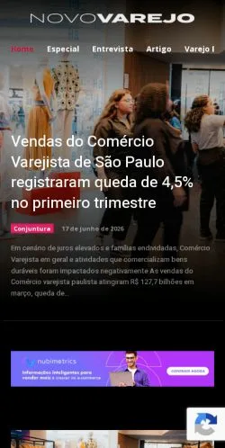 Vista previa del sitio Novo Varejo, medio de Brasil para artículos patrocinados