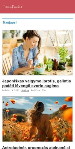 Podgląd witryny Patarimų Pasaulis, medium z kraju Stany Zjednoczone do artykułów sponsorowanych