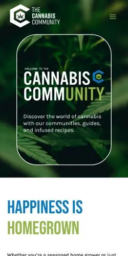 Podgląd witryny The Cannabis Community, medium z kraju Stany Zjednoczone do artykułów sponsorowanych