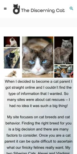 Anteprima del sito The Discerning Cat Blog, media di Stati Uniti per articoli sponsorizzati