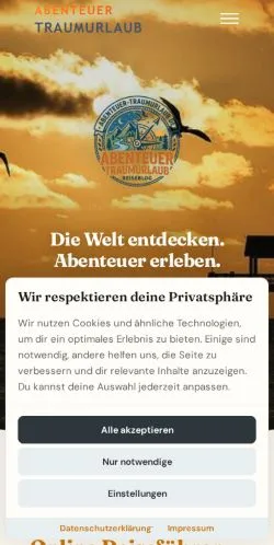 Pré-visualização do site Abenteuer Traumurlaub, meio de Alemanha para artigos patrocinados
