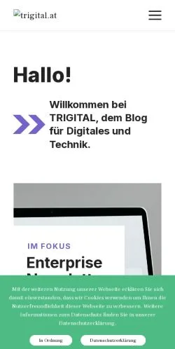Vista previa del sitio Trigital Technik, medio de Austria para artículos patrocinados