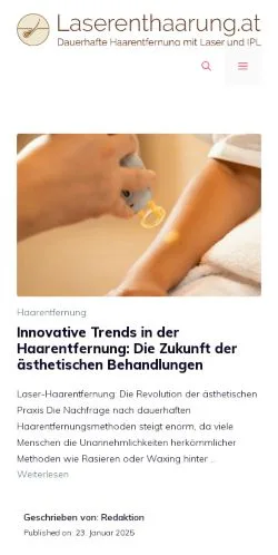 Vista previa del sitio Laserenthaarung, medio de Austria para artículos patrocinados