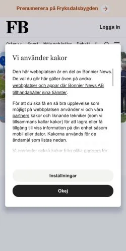 스폰서 기사용 스웨덴 매체 Fryksdalsbygden 사이트 미리보기