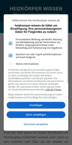 Anteprima del sito Heizkörper Wissen, media di Germania per articoli sponsorizzati