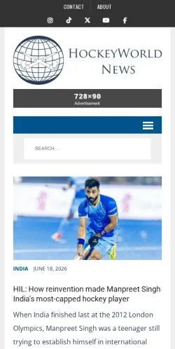 スポンサード記事向けのイギリスメディア、Hockey World Newsのサイトプレビュー