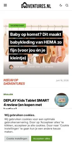 Preview of the Dadventures website, a media outlet in Netherlands for sponsored articles