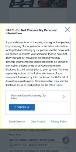Forhåndsvisning av nettstedet DAFC.net, medium fra USA for sponsede artikler
