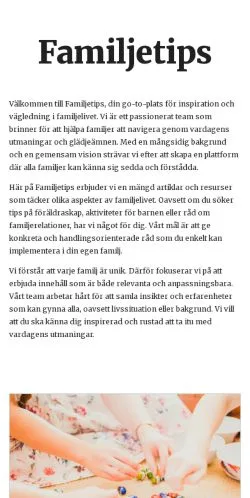 Anteprima del sito familjetips.se, media di Svezia per articoli sponsorizzati