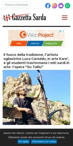Podgląd witryny Gazzetta Sarda, medium z kraju Włochy do artykułów sponsorowanych
