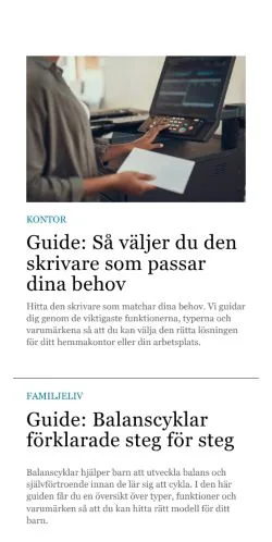 スポンサード記事向けのスウェーデンメディア、husvalet.seのサイトプレビュー
