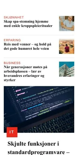スポンサード記事向けのノルウェーメディア、koseligetips.comのサイトプレビュー