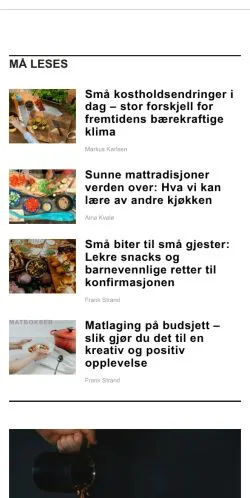 Forhåndsvisning av nettstedet matdebatt.com, medium fra Norge for sponsede artikler