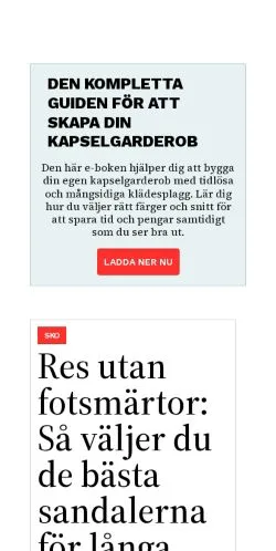 Voorbeeld van de site modeprat.se, medium uit Zweden voor gesponsorde artikelen